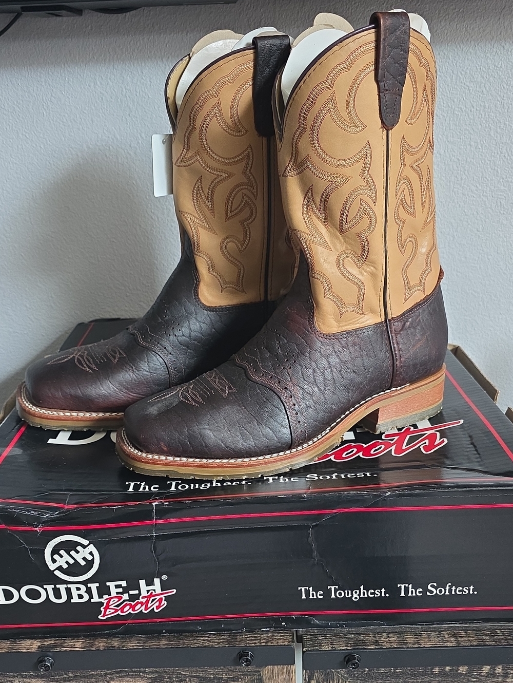Double H Two-Tone Brown & Tan Western Cowboy Boots
